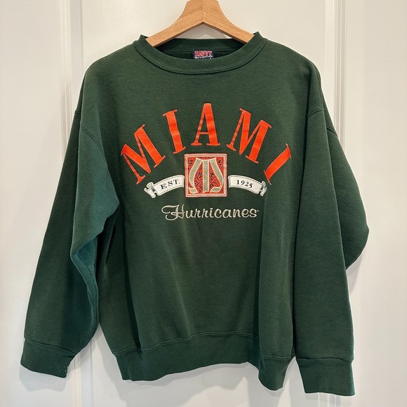 Savvy Other - Vintage Miami Hurricanes Green Sweatshirt Made in USA Size L University College